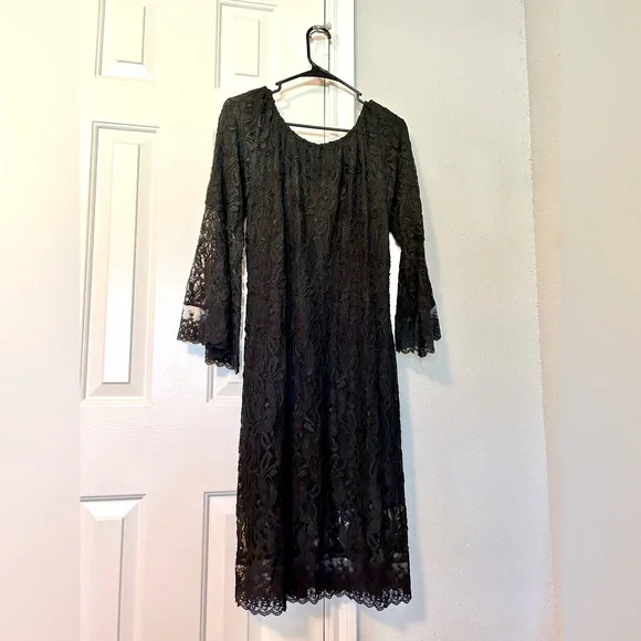 L&B Black Lace Western Style Dress Size S/M - Picture 8 of 16